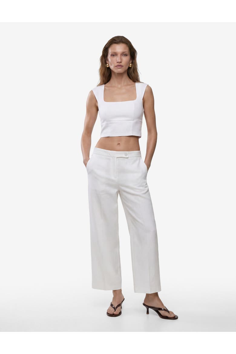 Slim Fit Sleeveless Crop Blouse, Alternate, color, WHITE