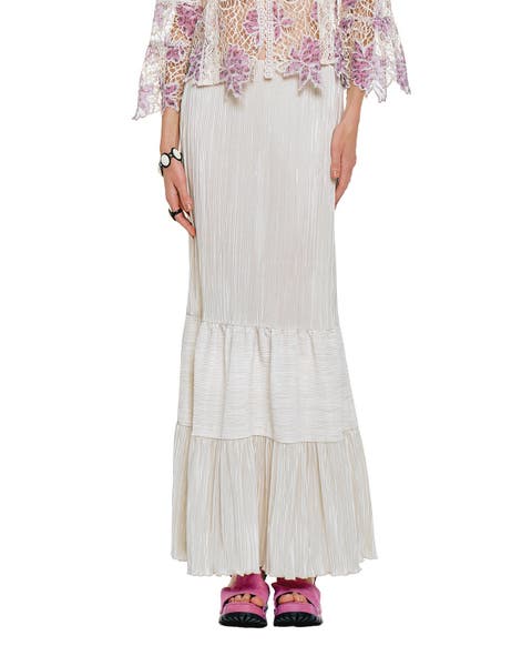 Plisse Tiered Maxi Skirt