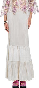 Anna Sui Plisse Tiered Maxi Skirt