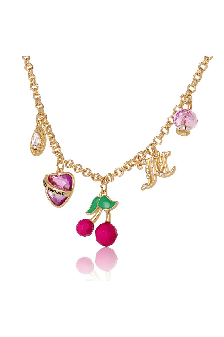 Cherry Charm Necklace, 18 + 2'', Alternate, color, Gold Tone