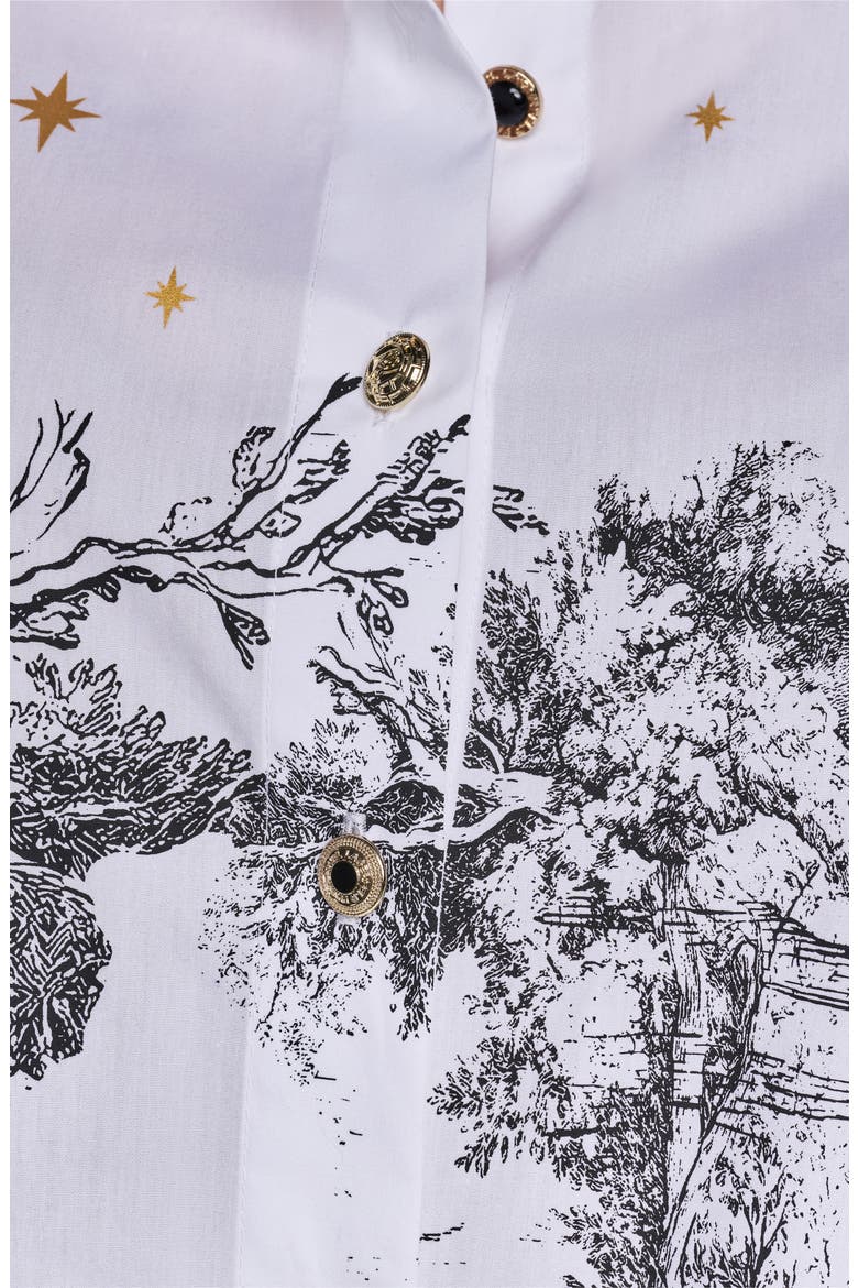 Paris Scene Cotton Button Down Shirt, Alternate, color, WHITE