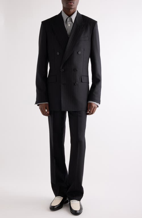 Givenchy Classic Fit Pinstripe Wool Double Breasted Suit Jacket In Black