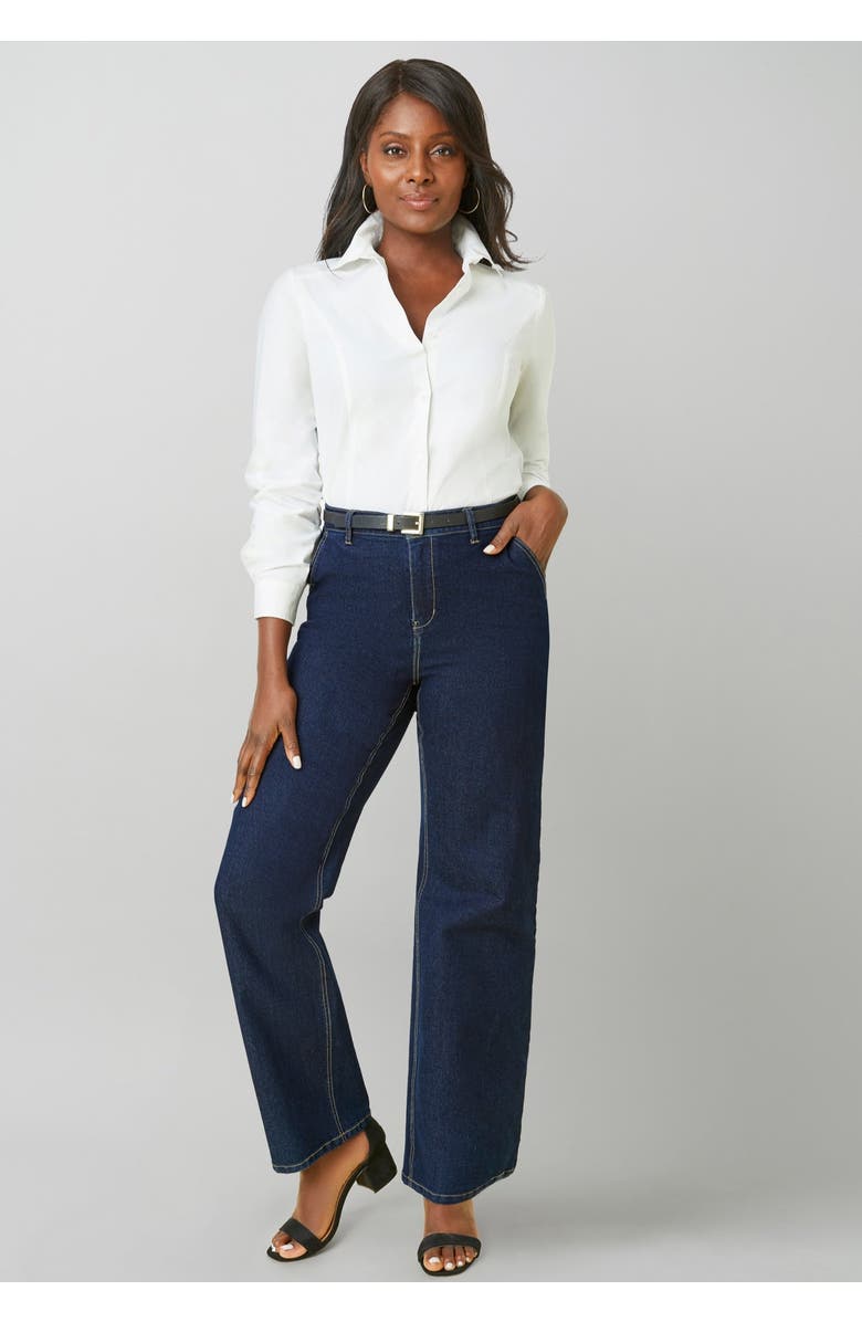 Jessica London True Fit Stretch Denim Wide Leg Jean, Alternate, color, Indigo