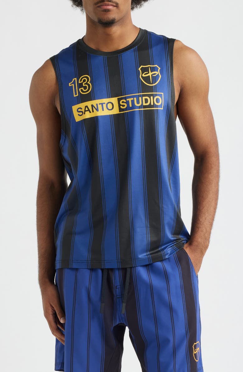 SANTO STUDIO Santo Futbol Tech Stripe Tank, Main, color, Black