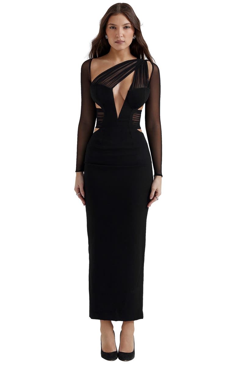 HOUSE OF CB Zahra Asymmetric Cutout Long Sleeve Cocktail Dress, Alternate, color, 