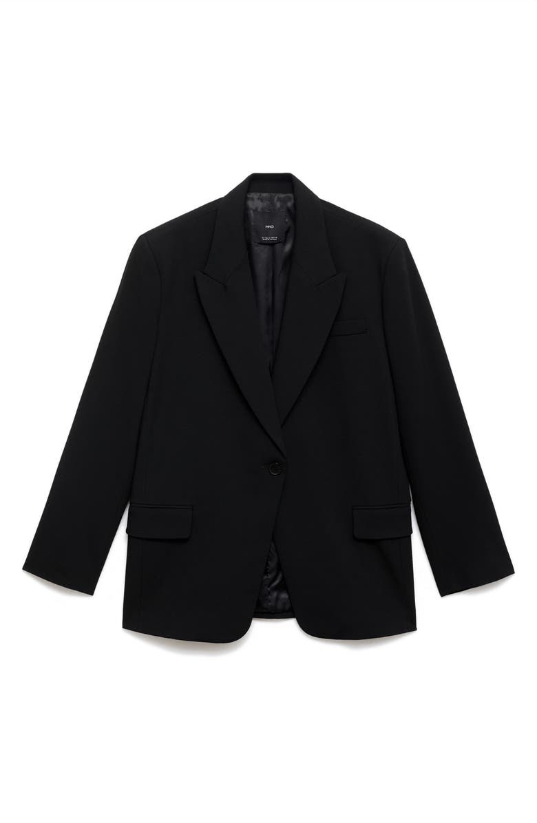 MANGO Straight Fit One-Button Suit Blazer, Alternate, color, Black