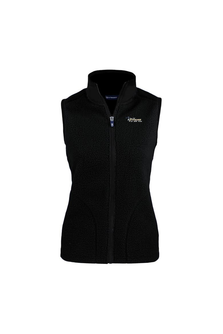 Women's Cutter & Buck Black New York Jets Throwback Cascade Eco Sherpa Fleece Vest, Alternate, color, Black