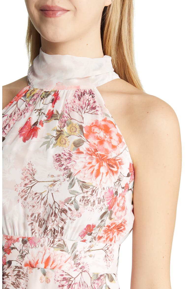Floral Halter Neck Slim Maxi Dress, Alternate, color, BLUSH