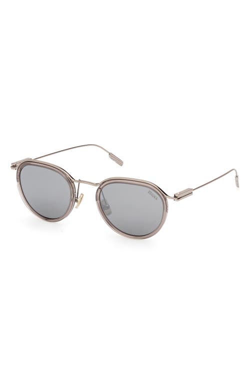 Zegna 51mm Round Sunglasses In Gray