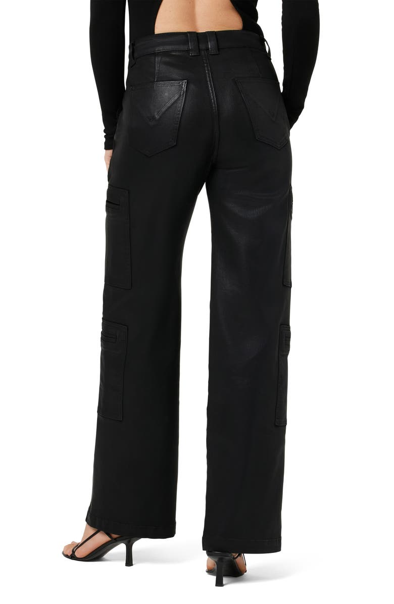 Hudson Jeans High Waist Wide Leg Cargo Pants, Alternate, color, Coated Black Beauty