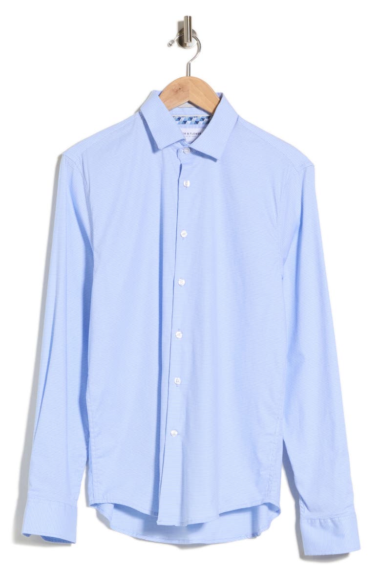 Micro Geo Print Button-Up Shirt, Main, color, LIGHT BLUE