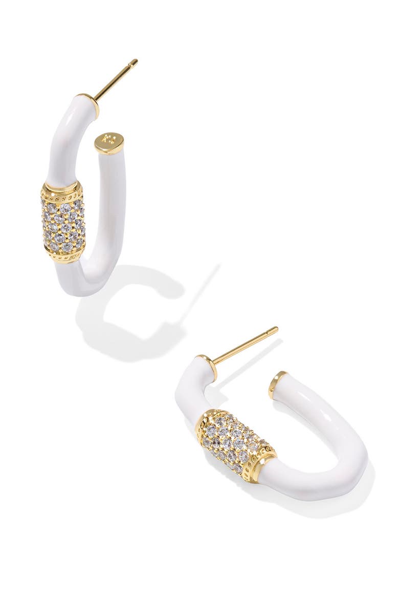 Emery Enamel Hoop Earrings, Alternate, color, GOLD WHITE MIX