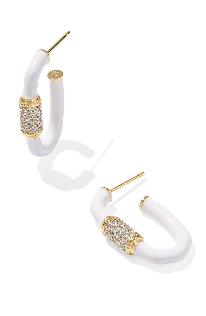 Kendra Scott Emery Enamel Hoop Earrings, Alternate, color, Gold White Mix