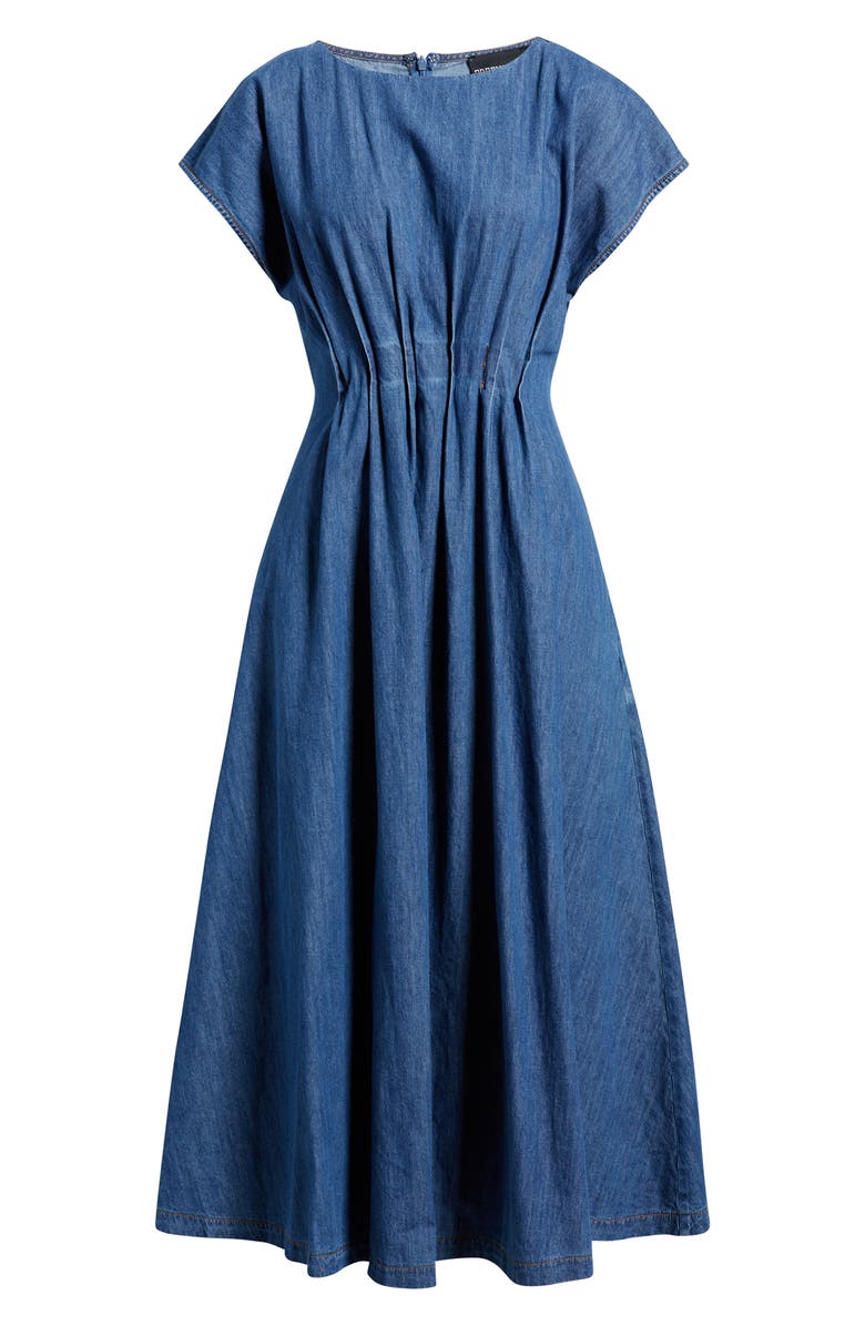 FREEMARKET Pleat Detail Denim Midi Dress, Alternate, color, Indigo