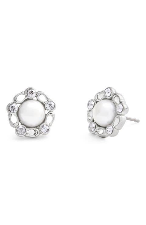 Faux Pearl Stud Earrings