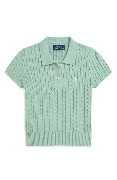 Kids' Cabled Cotton Polo Sweater (Toddler & Little Kid)