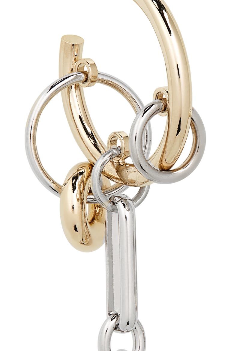 Iris Mismatched Two-Tone Hoop Charm Earrings, Alternate, color, GOLD/ PALLADIUM