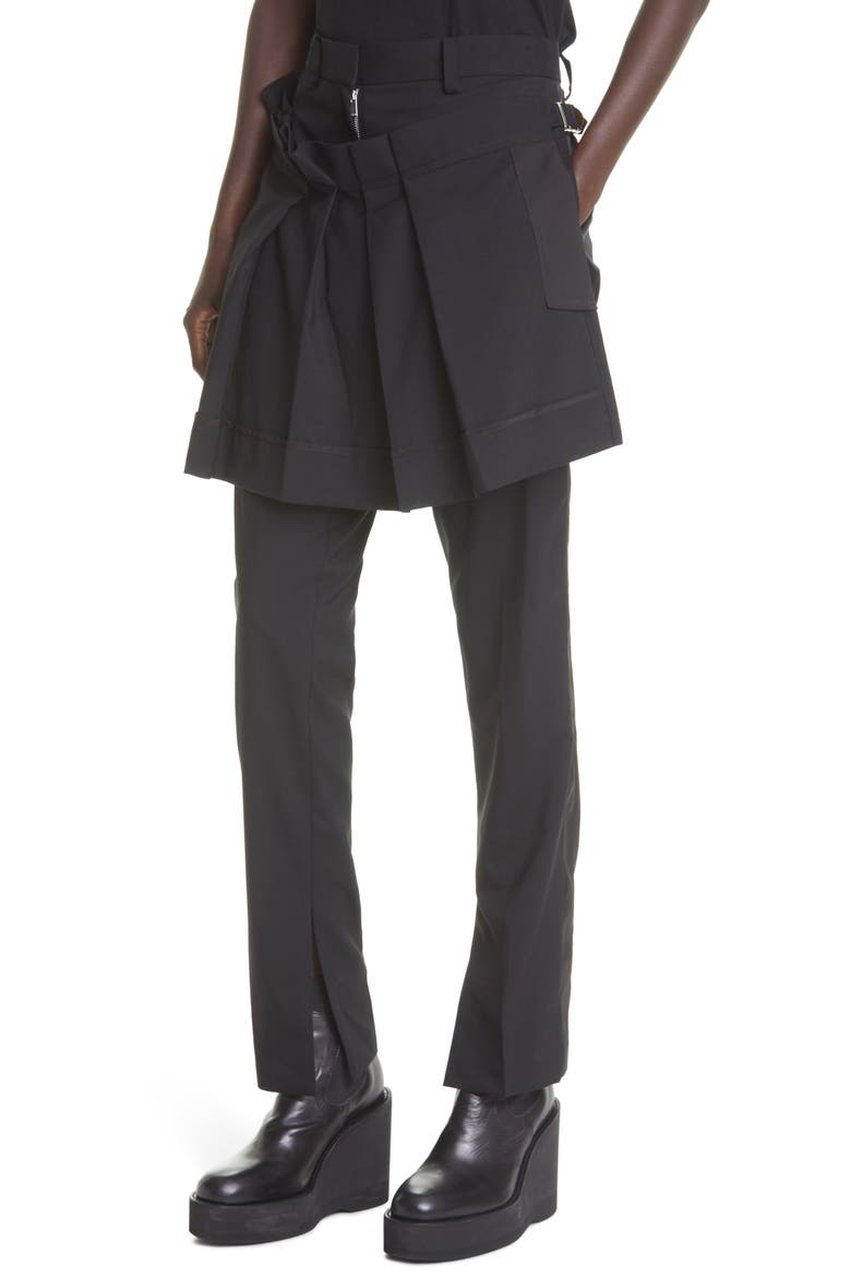 Skirt Front Suit Pants, Alternate, color, BLACK