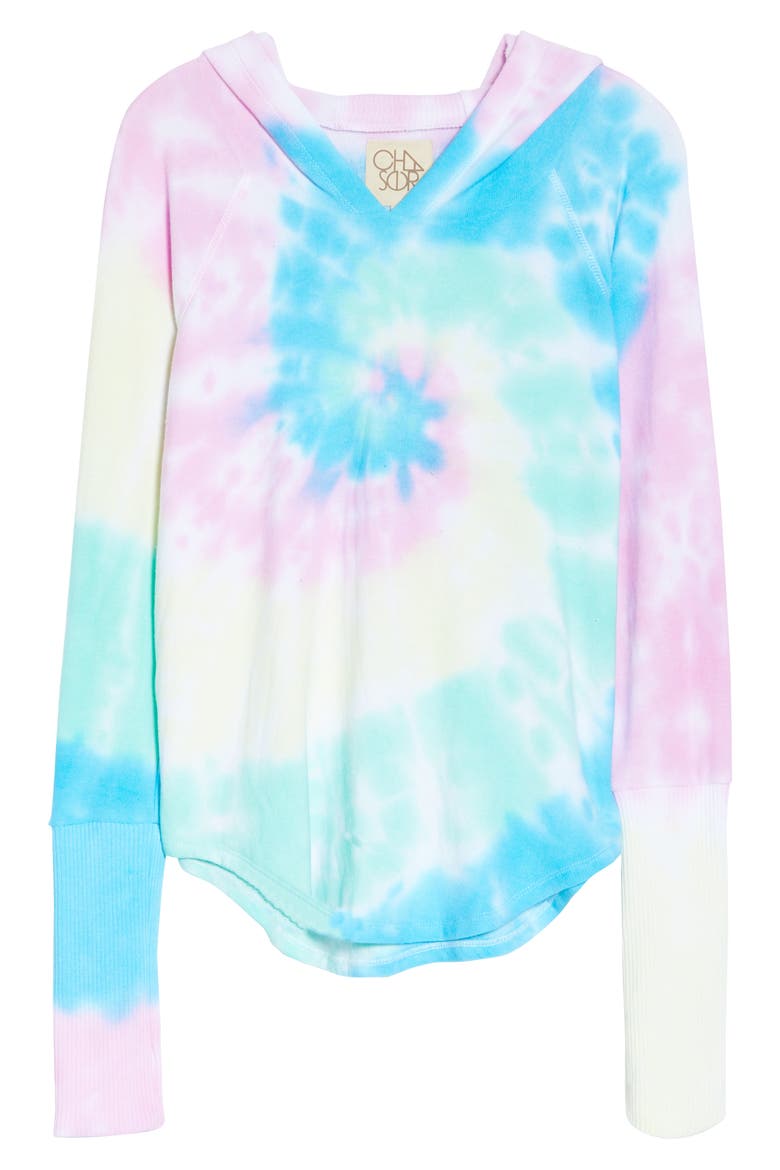 Tie Die Raglan Sleeve Hoodie, Alternate, color, TIE DYE