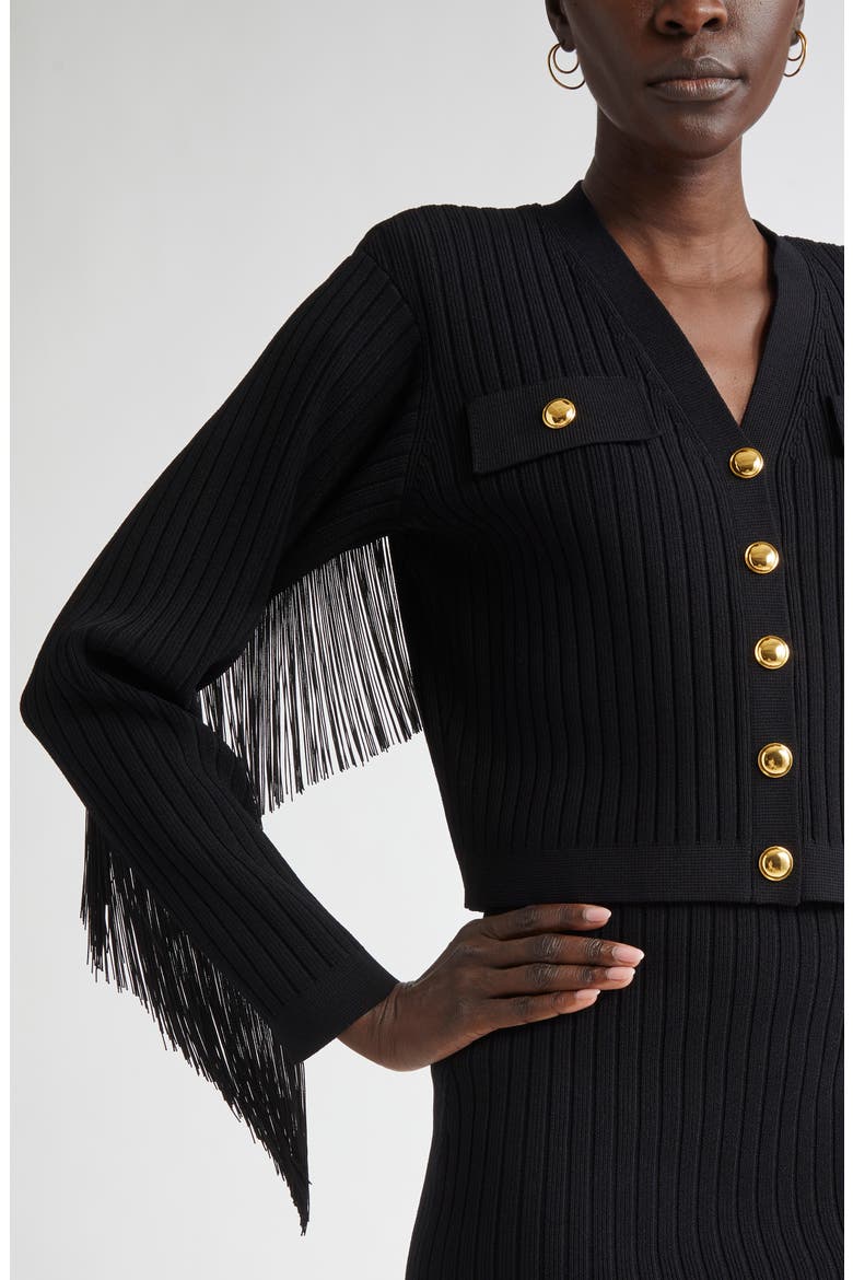 Fringe Flatback Rib Jacket, Alternate, color, BLACK