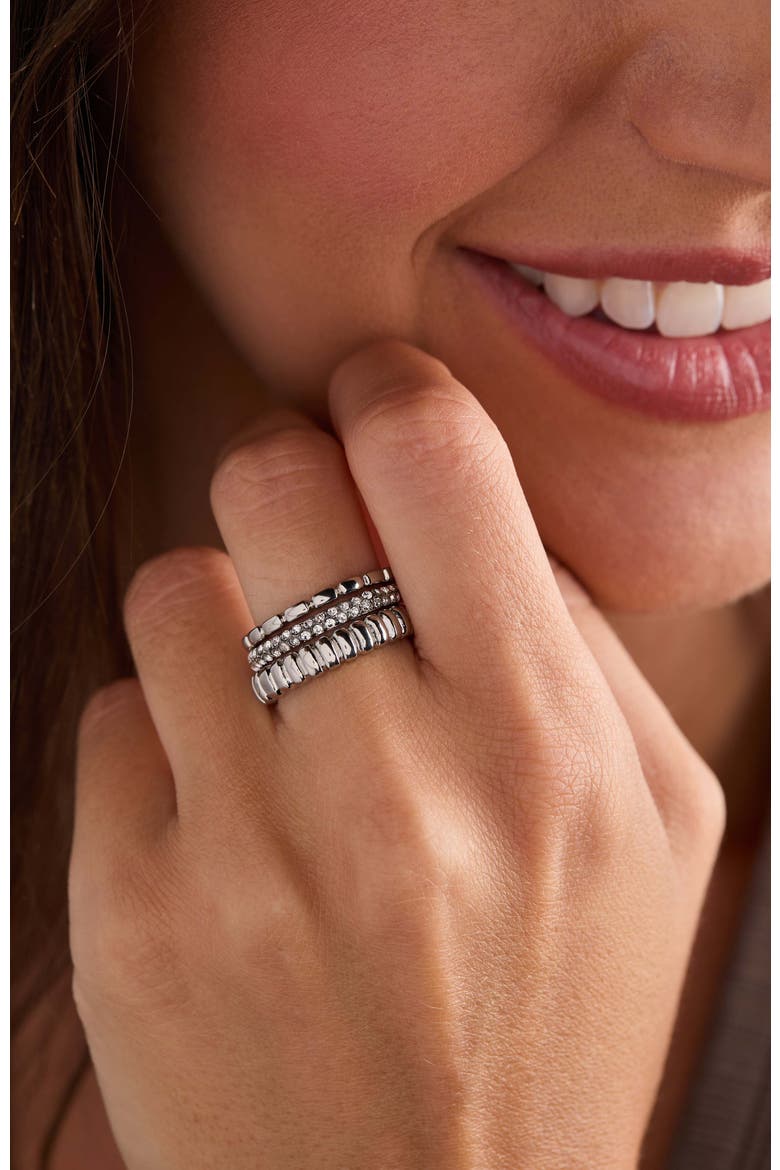 Multi Textured Stacking Ring Set of 3, Alternate, color, Silver