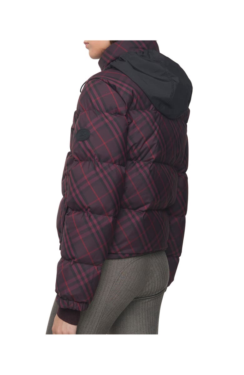 Burberry Check Ambleside Puffer Jacket, Alternate, color, Wine Red