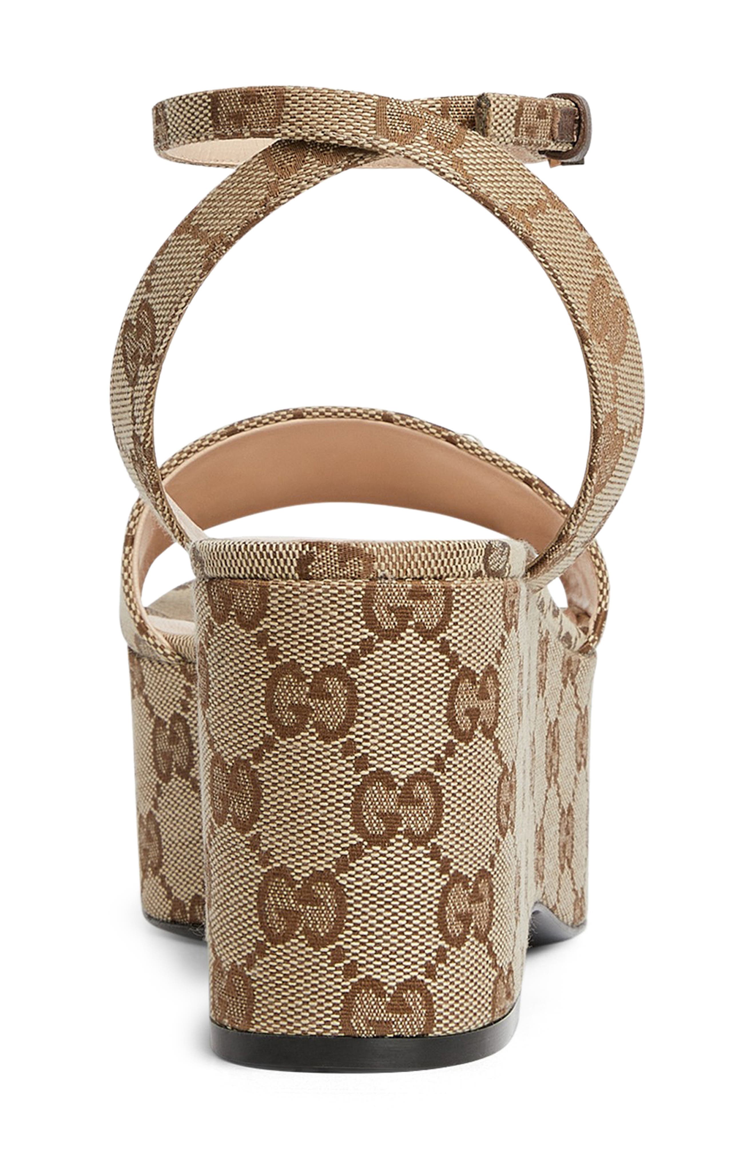 靴 GUCCI Horsebit GG logo sandals Gucci Lady Horsebit GG Logo Canvas Platform Sandal (Women) | Nordstrom