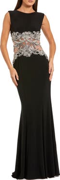 Mac Duggal Jersey Sleeveless Gown With Beaded Waist Detail