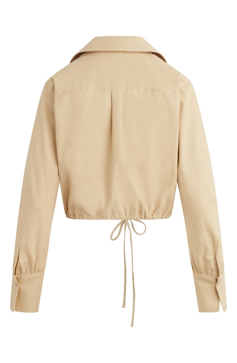 Favorite Daughter The Parker Linen Blend Crop Shirt, Alternate, color, Beige