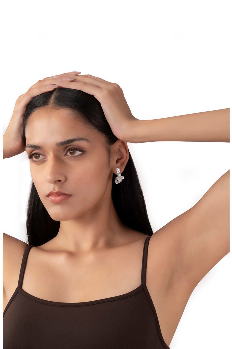 Jiya Mini Knot Earrings, Alternate, color, SILVER
