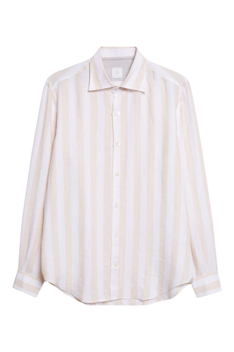 Stripe Linen Button-Up Shirt, Alternate, color, 102 CORIANDER