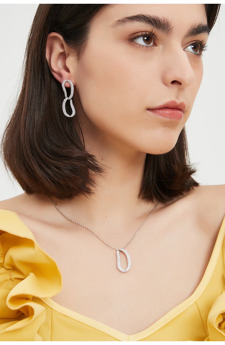 Classicharms Infinity Pavé Irregular Hoop Pendant Necklace, Alternate, color, Silver