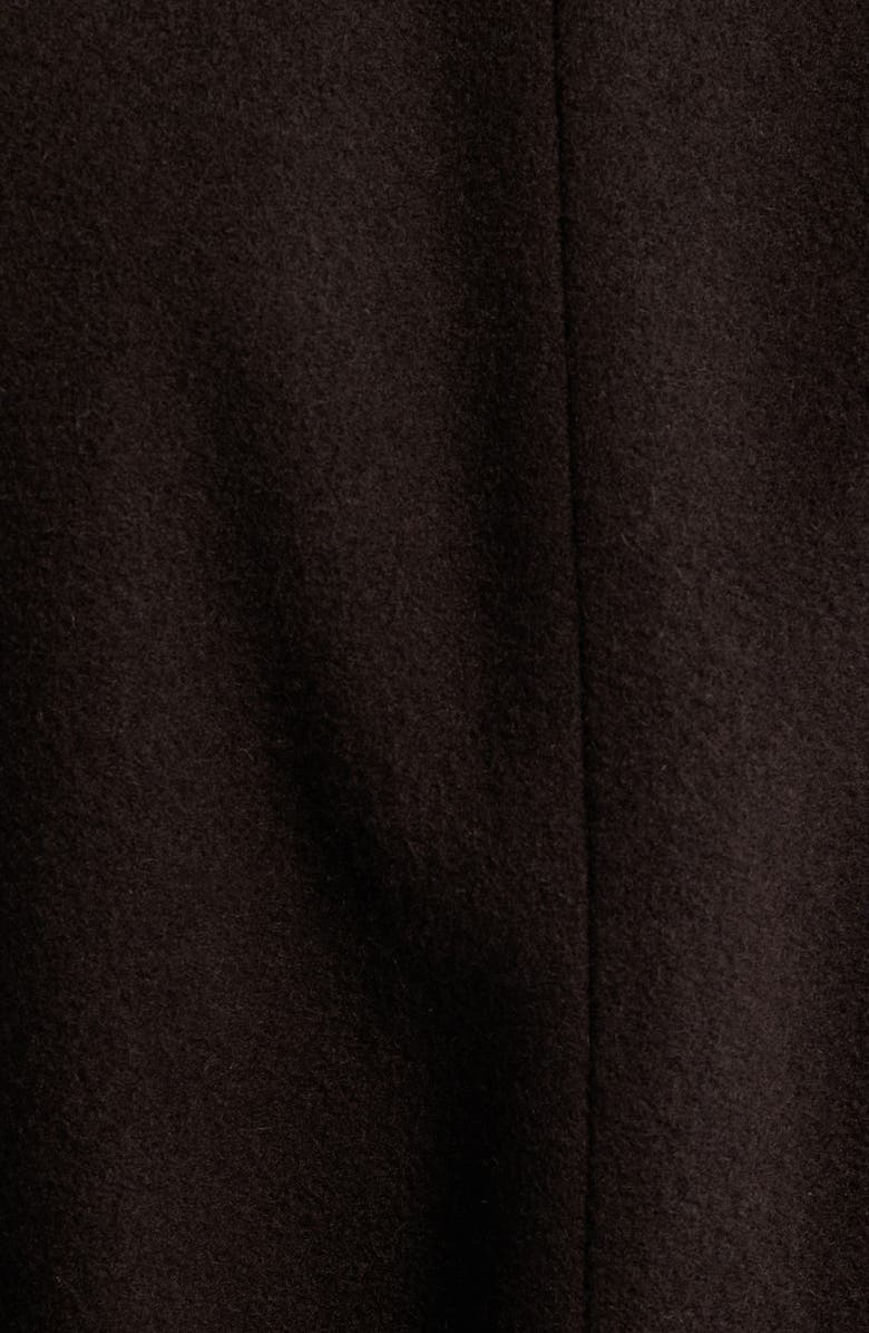 & Other Stories Faux Fur Trim Belted Recycled Wool Blend Coat, Alternate, color, Brown Dark