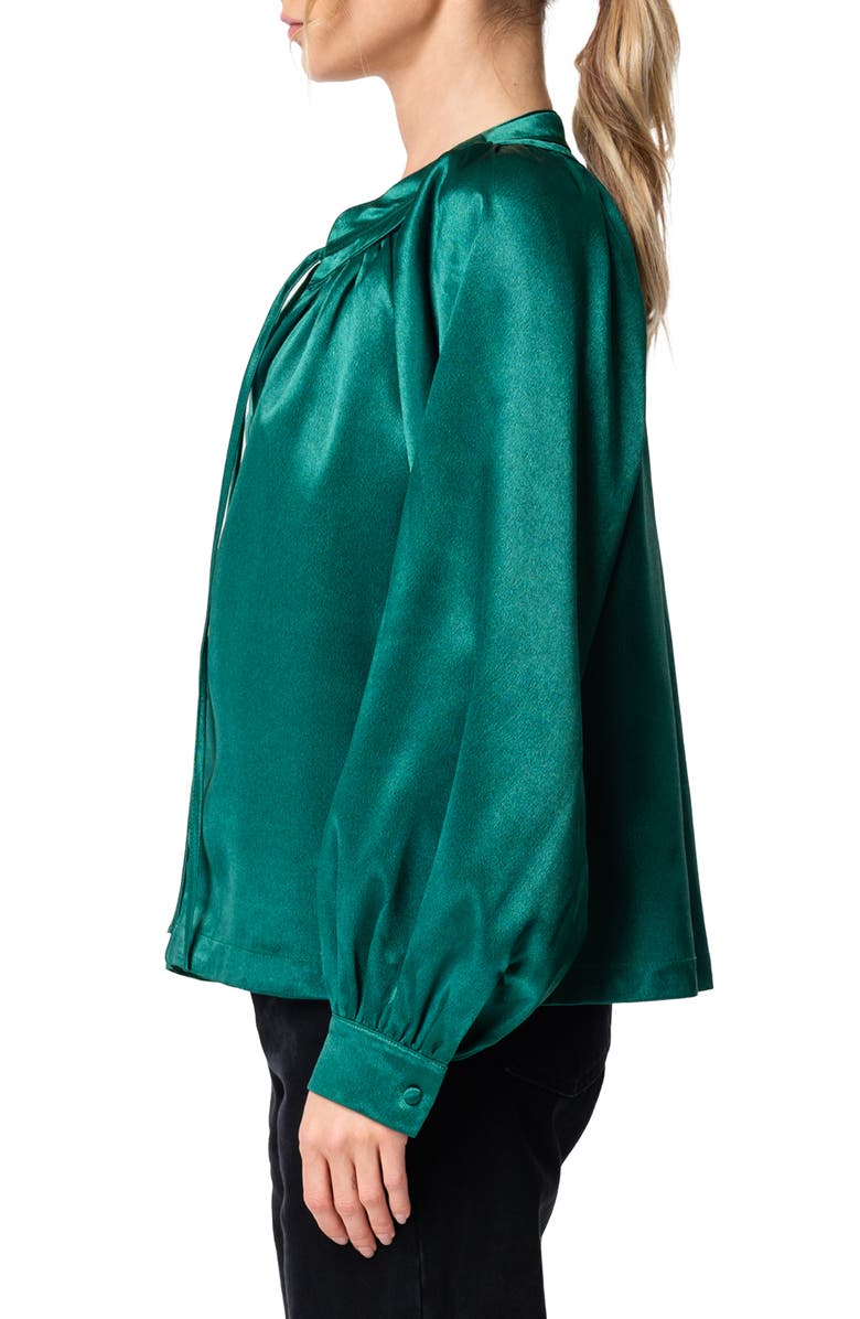 CIEBON Sona Satin Blouse, Alternate, color, Green