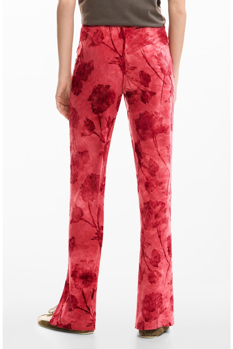 Floral Print Flare Pants, Alternate, color, RED