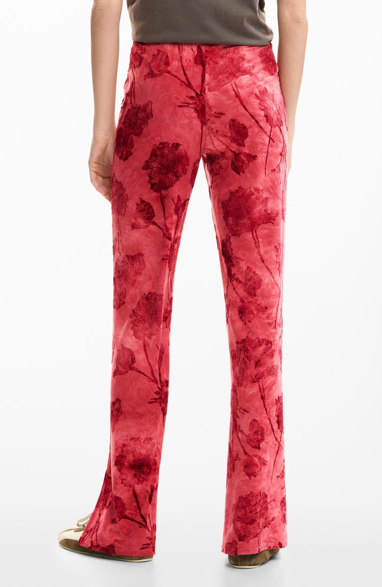 Desigual Floral Print Flare Pants, Alternate, color, Red
