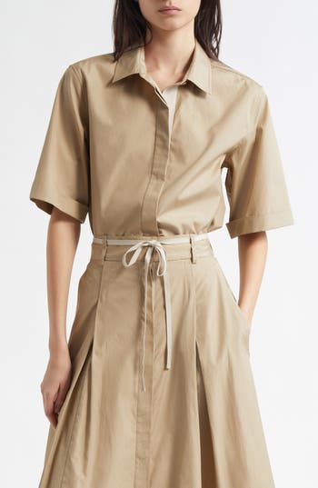 Vince Short-sleeve Button-front Shirt In Sand