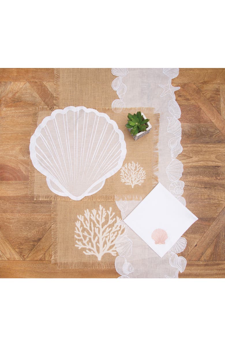 C&F Home Nature Coral Embroidered Machine Washable Napkins Set of 6, Alternate, color, Pink