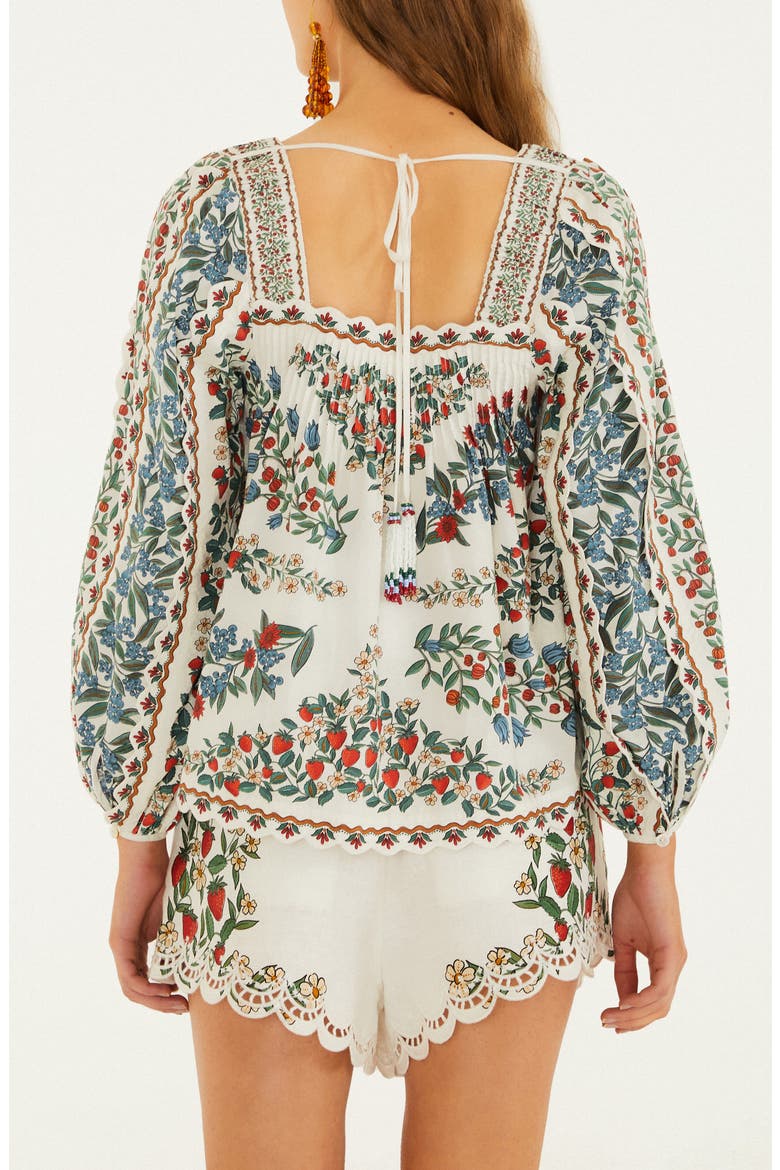 Fruit Beauty Scarf Long Sleeve Top, Alternate, color, OFF-WHITE