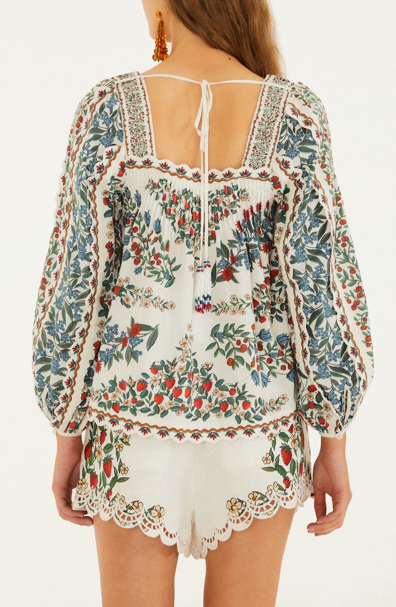 FARM Rio Fruit Beauty Scarf Long Sleeve Top, Alternate, color, Off-White