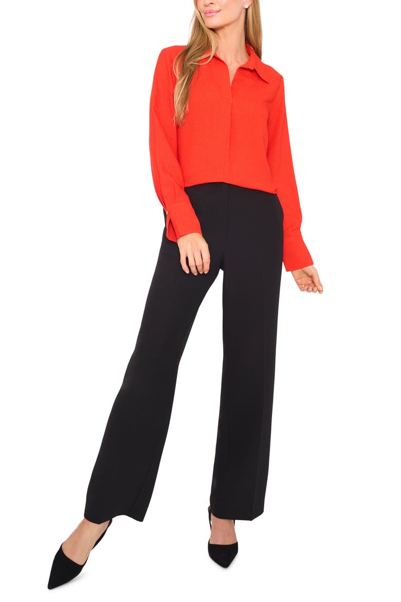 Tonal Stripe Collared Split Neck Top, Alternate, color, POINCIANA