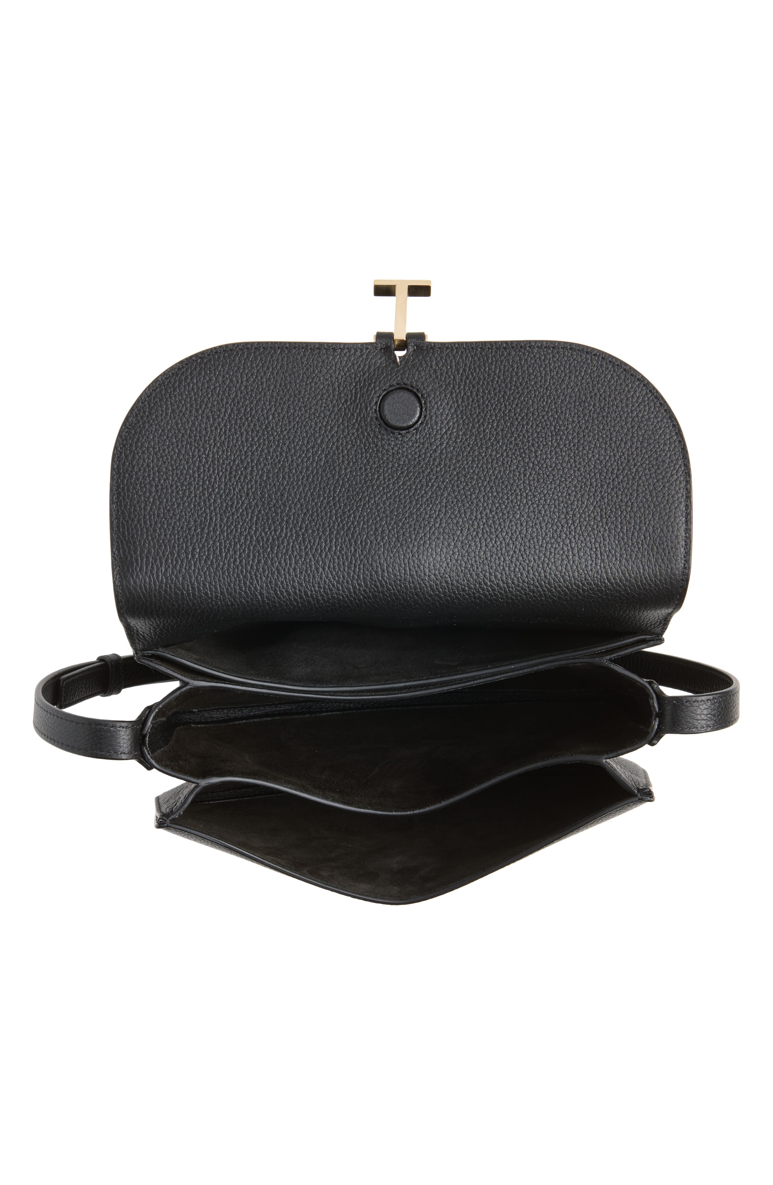 Small Kara Grain Leather Crossbody Bag, Alternate, color, BLACK