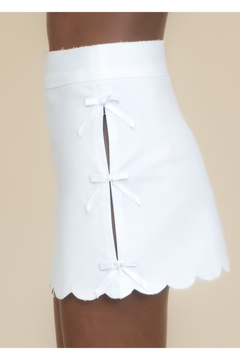 Doll Mid-Rise Bow-Detail Poplin Mini Skirt, Alternate, color, White