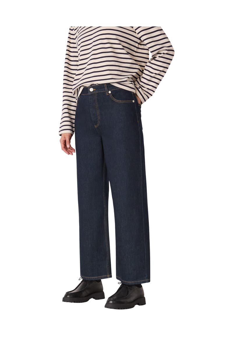 Whistles Straight Ankle Length Jeans, Main, color, Dark Denim