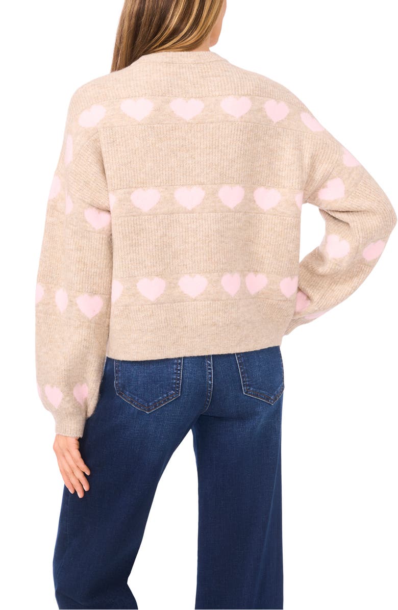 CeCe Heart Jacquard Crewneck Sweater, Alternate, color, Oatmeal