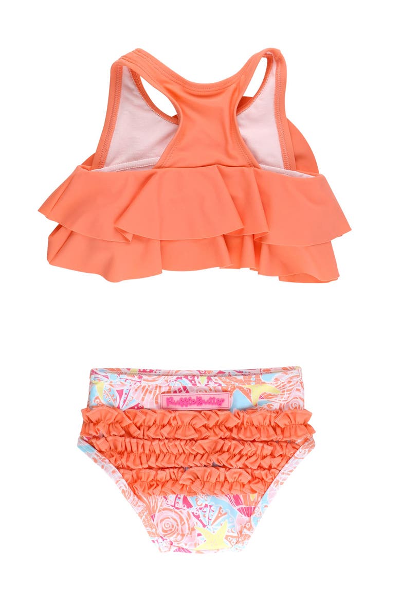 Baby Girls Flounce Bikini, Alternate, color, Sunset Seashells