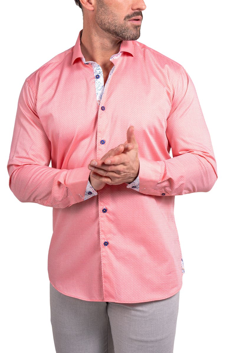 Maceoo Einstein Ascension0061 Red Micropattern Cotton Button-Up Shirt, Alternate, color, Red