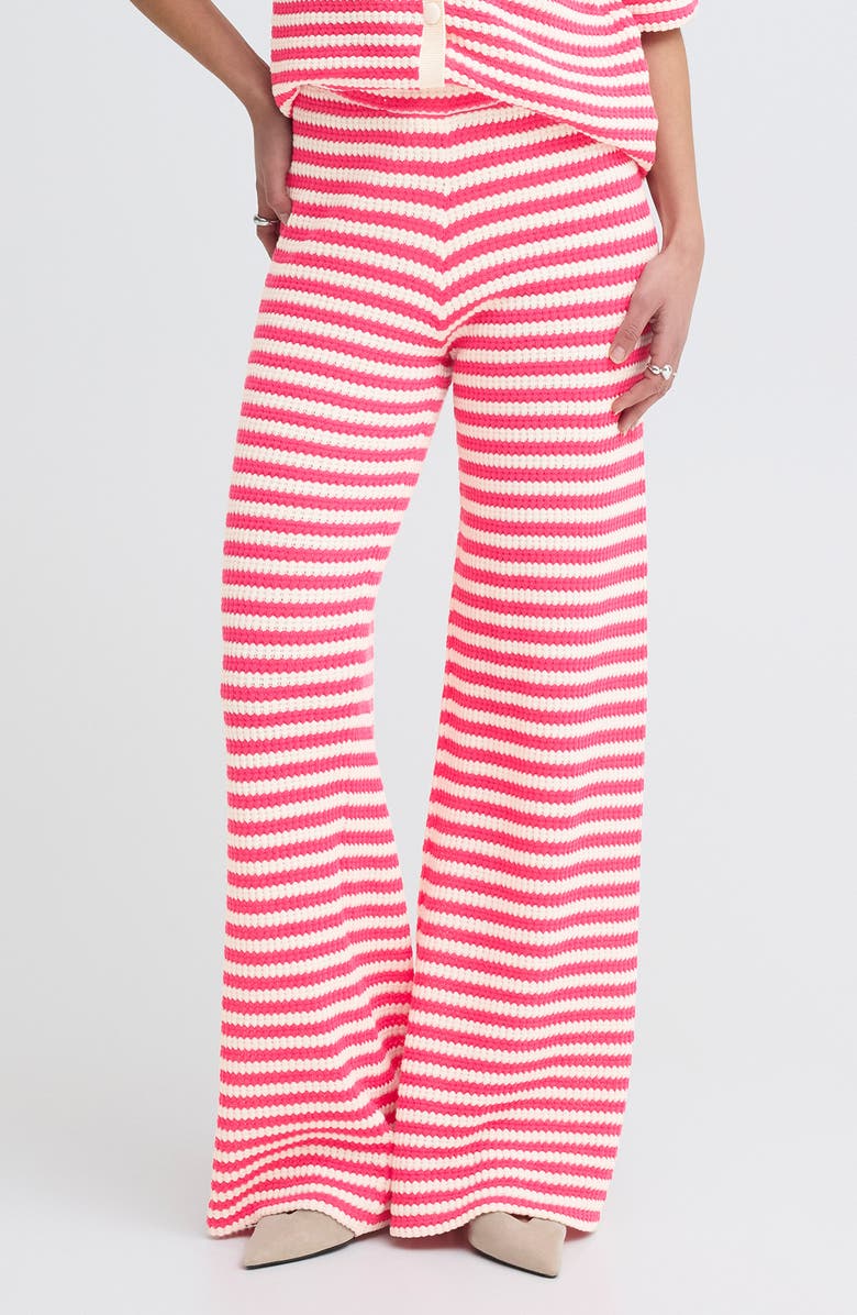 ICHI Wide Leg Knit Pants, Main, color, Azalea Birch Stripe