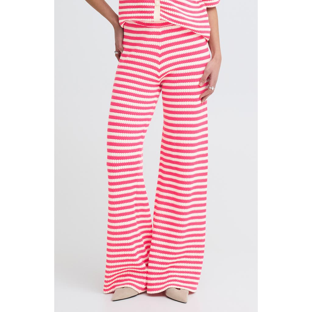 Ichi Wide Leg Knit Pants In Pink