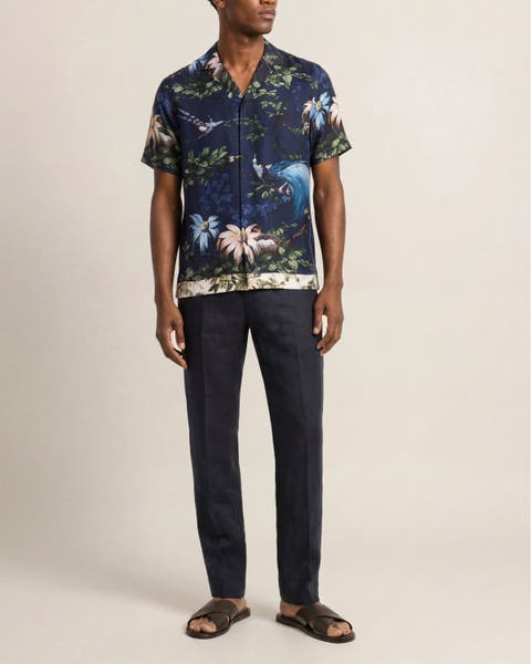 Maitan Relaxed Fit Short Sleeve Silk Blend Shirt